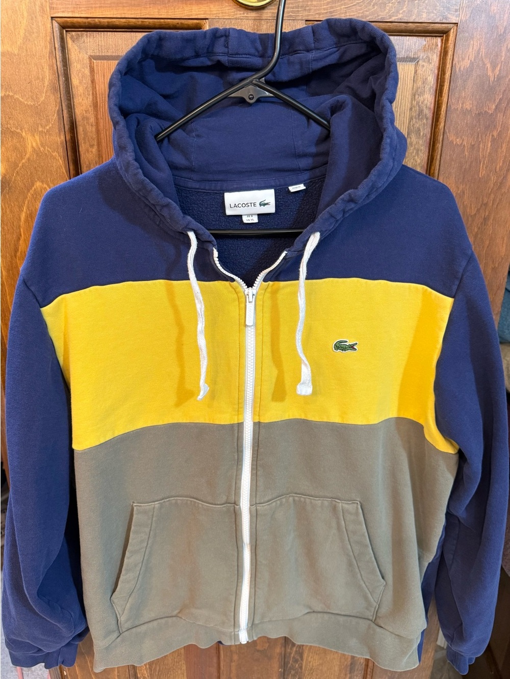 Lacoste Navy, Yellow & Olive Colorblock Zip Hoodie